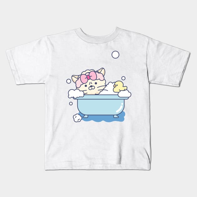 bathing cat Kids T-Shirt by choiyoojin